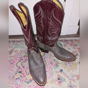 Gray and Burgundy Women's Western Cowboy Boots
